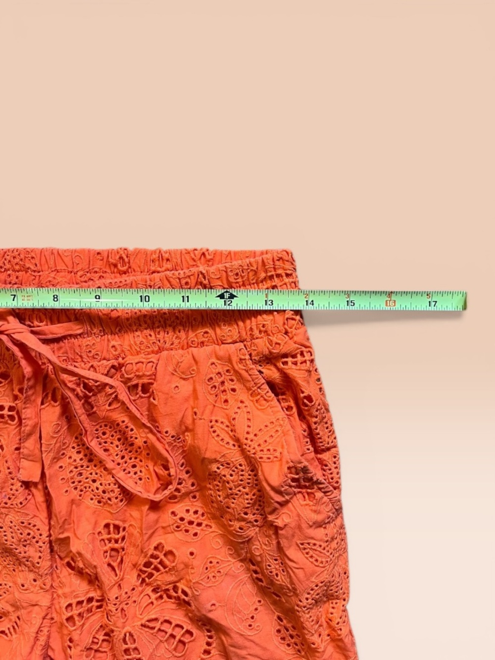 Alden Adair Orange Eyelet Wide Leg Beach Resort Pants Coverup Boho Size S - Picture 8 of 10